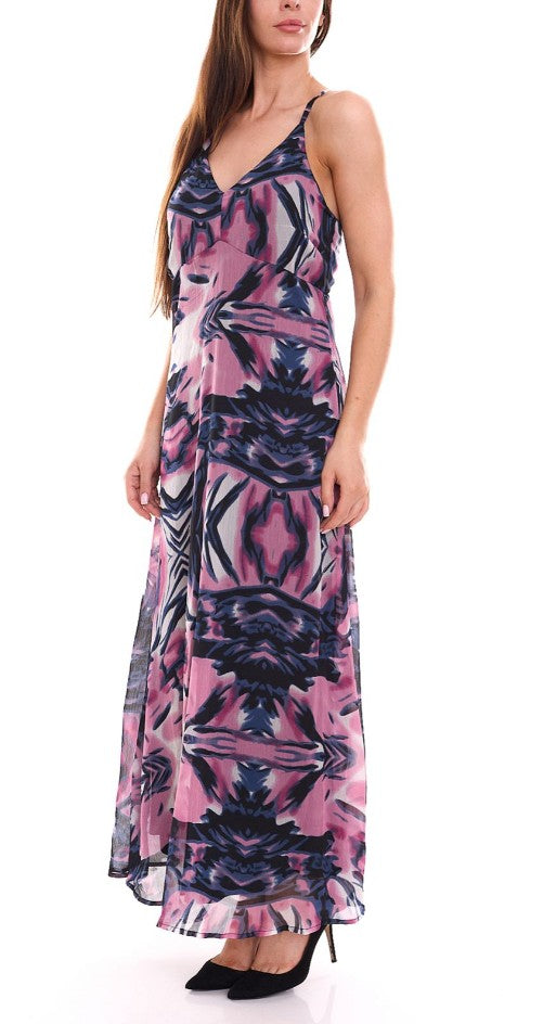 Aniston SELECTED Damen Sommer-Kleid Maxi-Kleid mit Allover-Print - Violett/Bunt