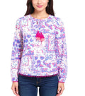 ZWILLINGSHERZ Cotton Blouse for Women - Summer Blouse with All-Over Paisley Pattern Green/Pink/White
