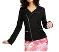 asymmetrische Damen Shirt-Jacke im Biker-Style mit Reißverschluss Strick-Jacke Schwarz
