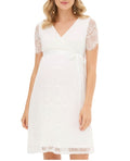 verspieltes Damen Hochzeitskleid Umstands-Kleid mit Still-Funktion kurzes Braut-Kleid-Weiß