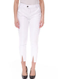 AjC Jeans Damen Slim-Fit Hose mit Schlitz-Weiß