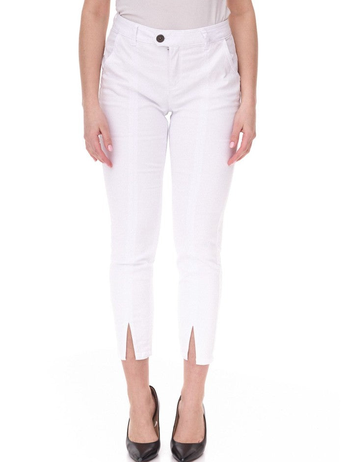 AjC Jeans Women's Slim-Fit Trousers with Slit - White