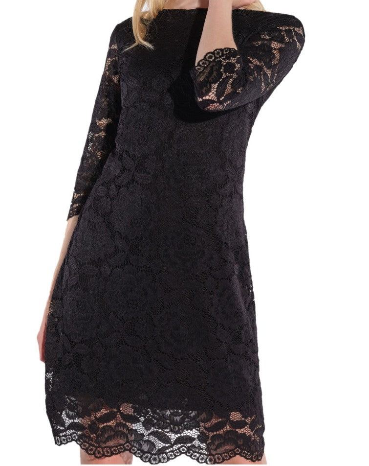 vestino Damen Spitzen-Kleid Mini-Kleid Schwarz