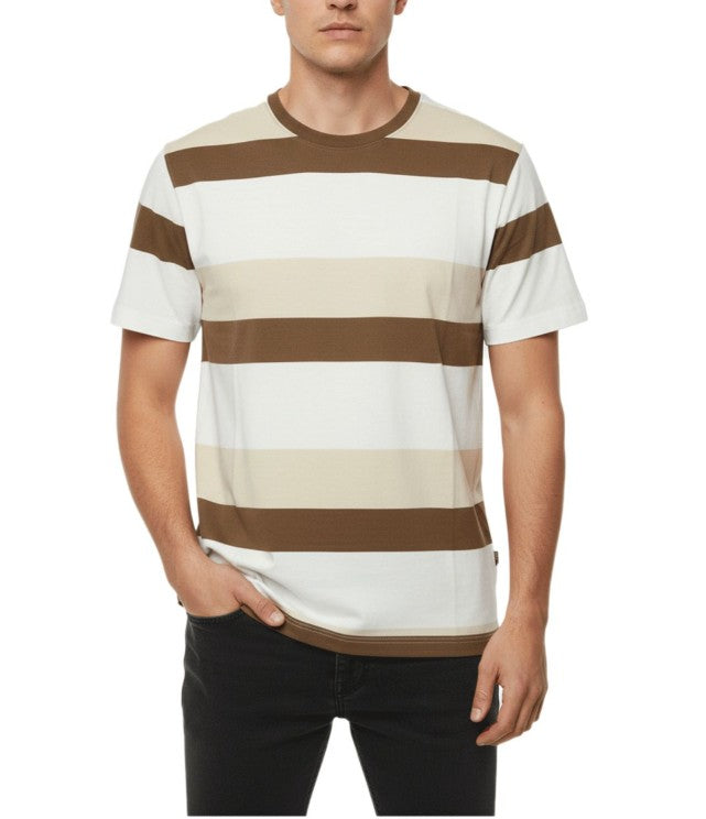 Herren Baumwoll-Shirt T-ShirtSommer-Shirt Braun/Weiß,&nbsp;