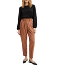 Comfortable Women's Pleated Wool-Look Trousers, Loose Fit, Casual Trousers&nbsp; Brown
