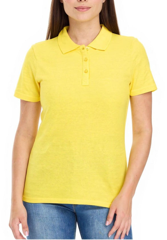 ELEVATE Helios Women's Polo Shirt, Cotton Pique Knit-Yellow