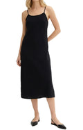 trendiges Damen Flanell Kleid verstellbares Baumwoll-Kleid mit Spaghetti-Trägern - Schwarz