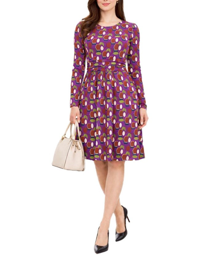 Aniston SELECTED Damen Sommer-Kleid Midi-Kleid -Lila/Braun/Grün