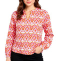 ZWILLINGSHERZ Joyful Damen Sommer-Bluse Tunika-Shirt-Orange/Pink/Weiß