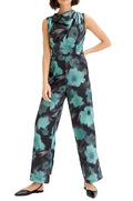 bonprix-floraler Damen Satin Jumpsuit mit Blumenmuster Urlaubs-Outfit Grün/Blau