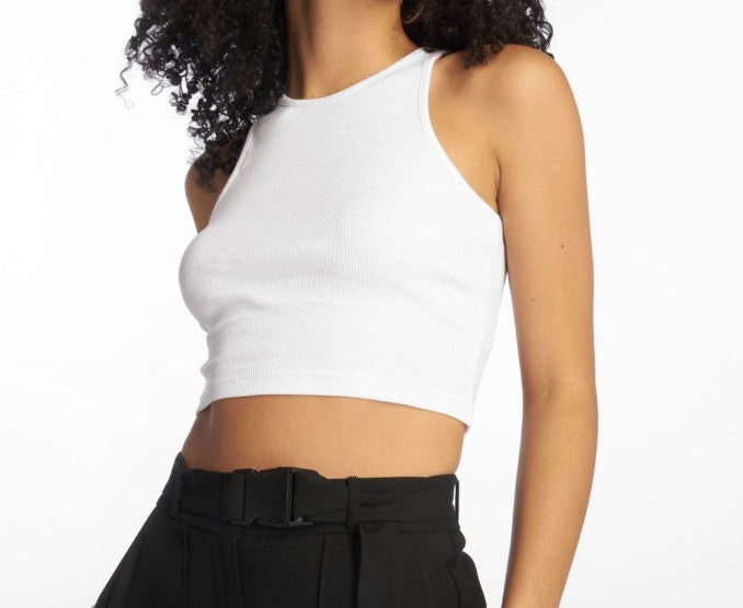 Women's T-Shirt Stretch Rib Knit with Cotton White