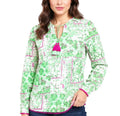 ZWILLINGSHERZ Baumwoll-Bluse Damen Sommer-Bluse Grün/Pink/Weiß
