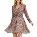 sommerliches Damen Mini-Kleid mit Paisley-Muster Chiffon-Kleid-Beige/Lila/Grau