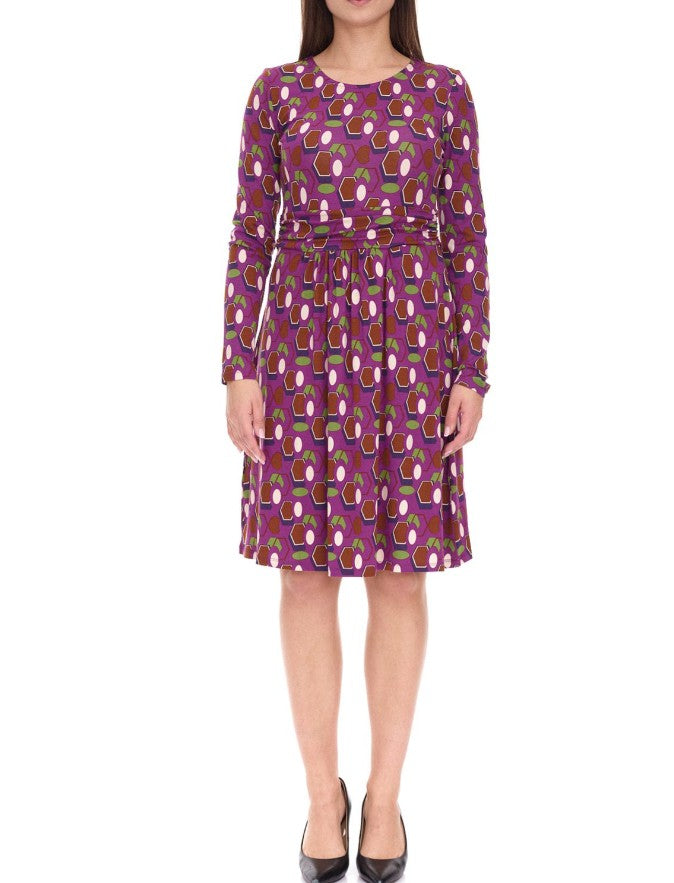 Aniston SELECTED Damen Sommer-Kleid Midi-Kleid -Lila/Braun/Grün