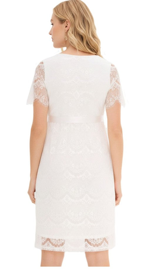 verspieltes Damen Hochzeitskleid Umstands-Kleid mit Still-Funktion kurzes Braut-Kleid-Weiß