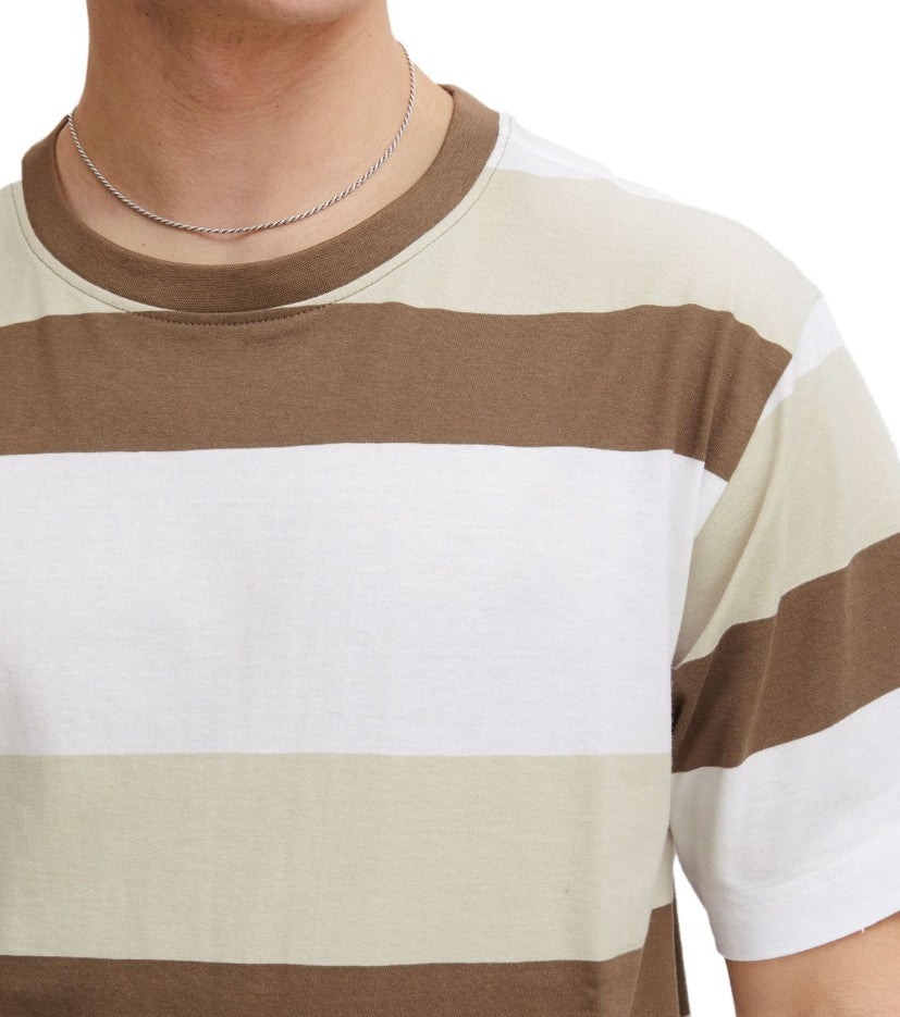 Herren Baumwoll-Shirt T-ShirtSommer-Shirt Braun/Weiß,&nbsp;