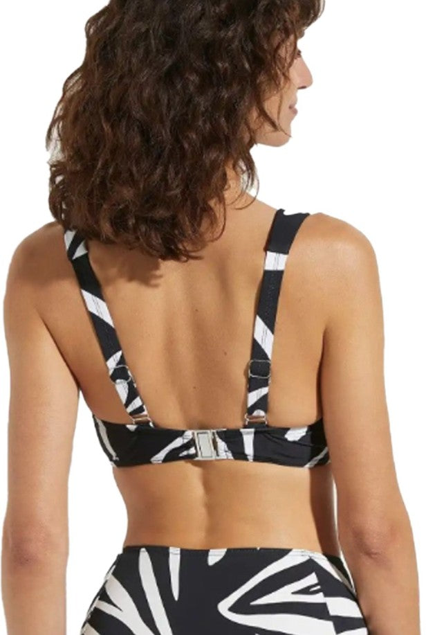 Edles Damen Bikini-Oberteil mit verstellbaren Trägern Bademode -Schwarz/Weiß