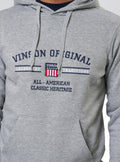 VINSON Herren Hoodie Baumwoll-Pullover mit Logo-Print Kapuzen-Pullover&nbsp; in Grau&nbsp;