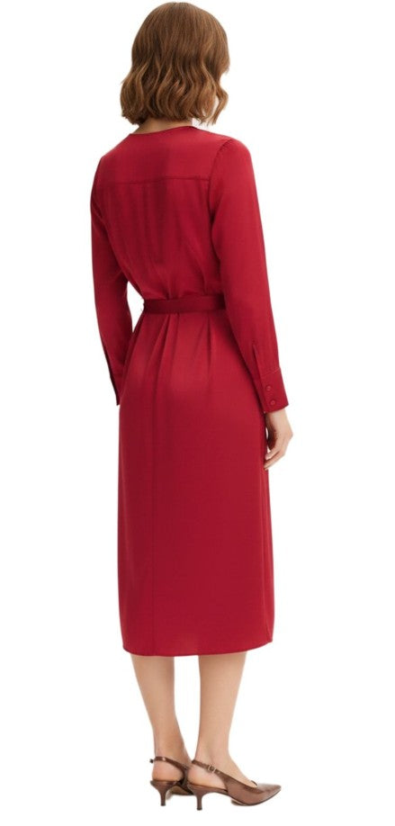 Feminines Damen-Midikleid aus glänzendem Satin als Ausgehkleid - Rot