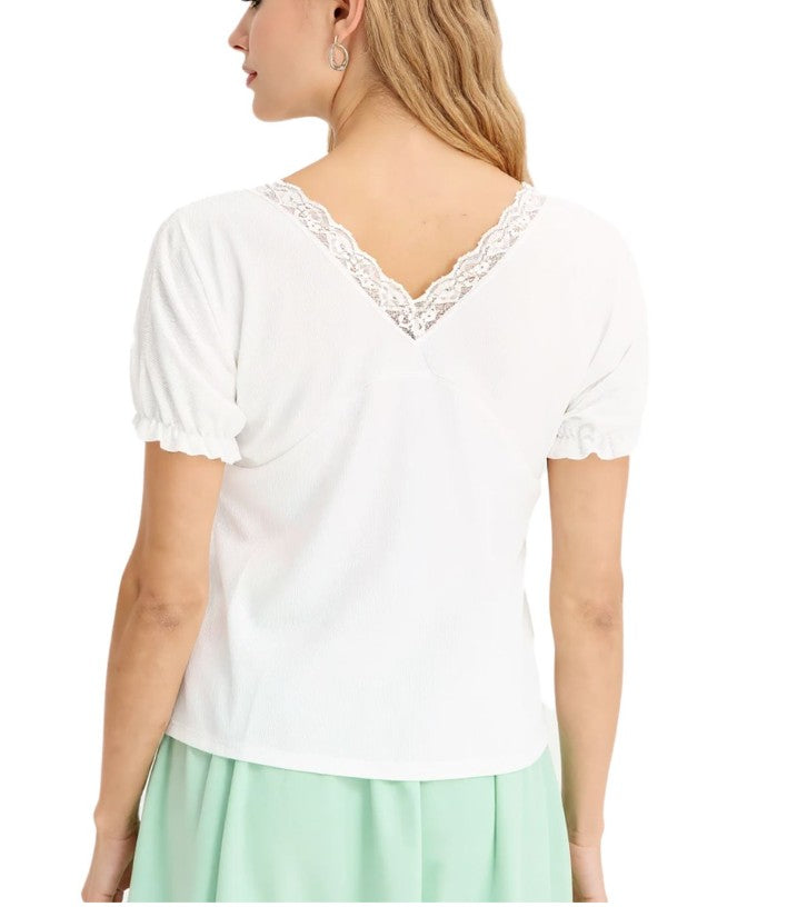 Women's T-Shirt with Decorative Elements, Short-Sleeved Shirt