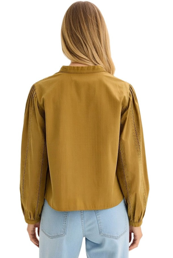 Elegant Women's Blouse in a Viscose Blend with a Subtle Sheen - Summer Shirt