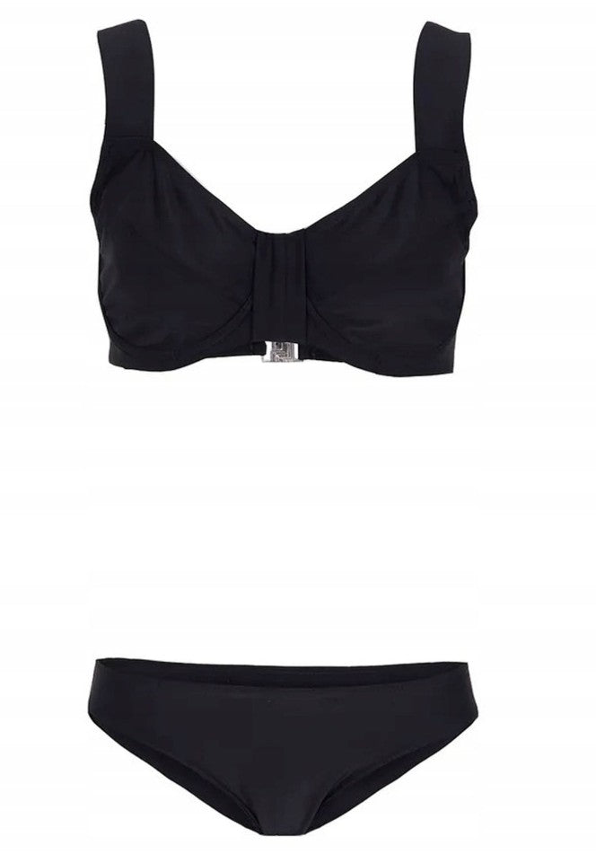 zeitloses Damen Bikini-Set zweiteiliger Minimizer mit verstellbaren ; Schwarz