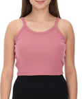 YOU DO YOU Damen Crop-Top geripptes Fitness-Top Baumwoll-Shirt Tanktop Yoga-Alt-Rosa