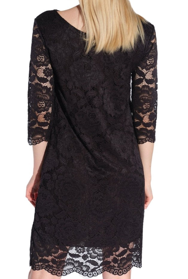 vestino Damen Spitzen-Kleid Mini-Kleid Schwarz
