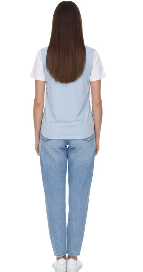 Outfitter OCEAN FABRICS TAHI Damen nachhaltiges Training-Shirt mit Mesh-Einsätzen Fitness-Shirt Hellblau/Weiß