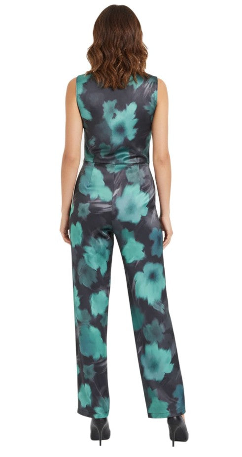 bonprix-floraler Damen Satin Jumpsuit mit Blumenmuster Urlaubs-Outfit Grün/Blau