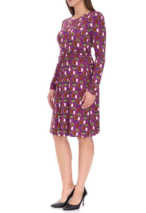 Aniston SELECTED Damen Sommer-Kleid Midi-Kleid -Lila/Braun/Grün