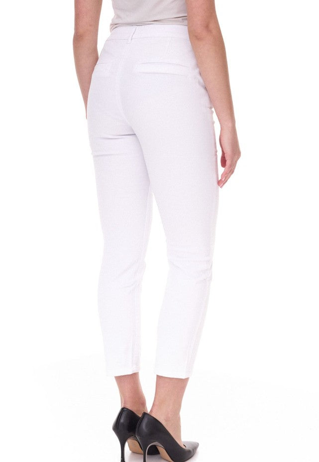 AjC Jeans Damen Slim-Fit Hose mit Schlitz-Weiß