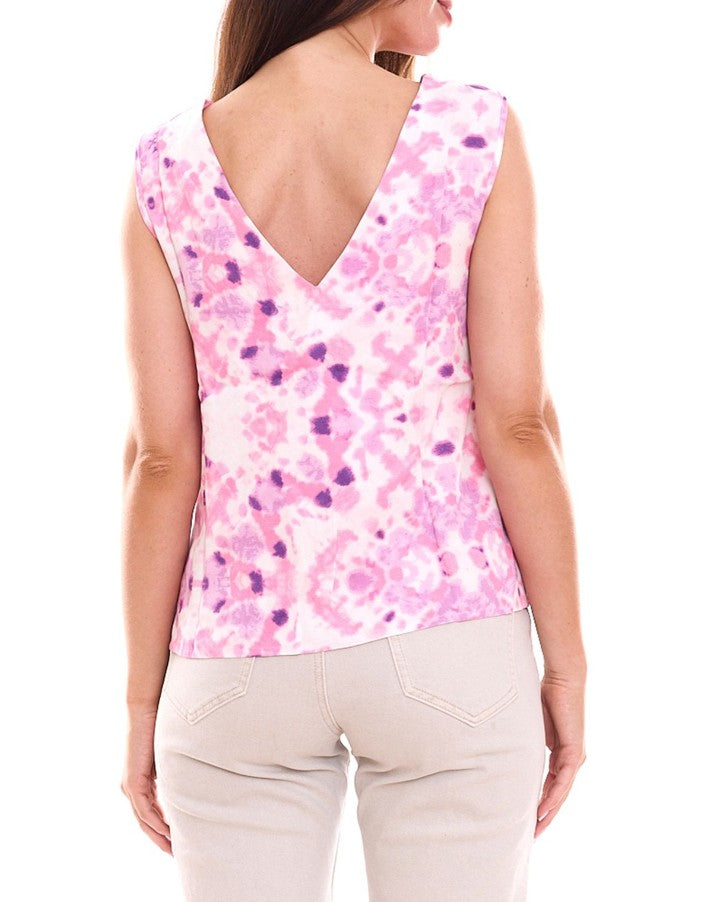 ONLY ONLALMA Damen Sommer-Top im Batik Look ärmelloses Freizeit-Shirt -Rosa/Lila/Weiß