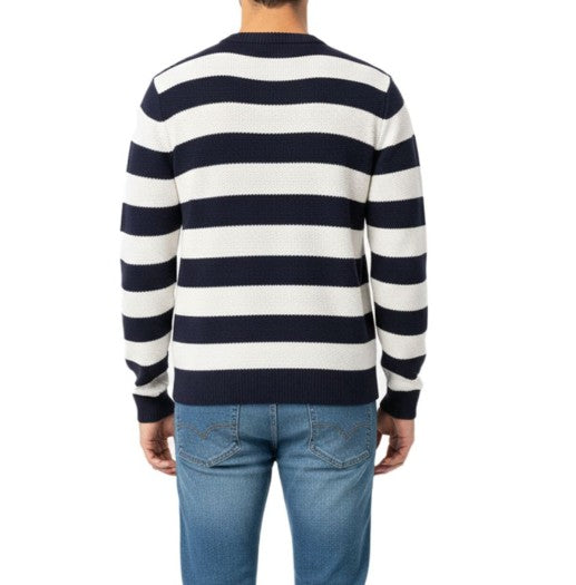 ESPRIT Herren Strickpullover mit Streifen, Rundhals-Sweater aus Baumwolle