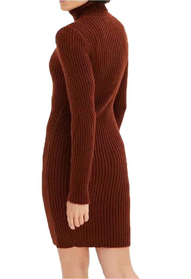 Damen Strick-Kleid Mini-Kleid -Braun