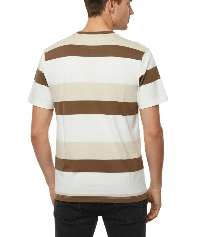 Herren Baumwoll-Shirt T-ShirtSommer-Shirt Braun/Weiß,&nbsp;