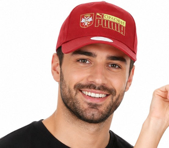 PUMA Unisex Serbien Trucker-Cap mit Serbien Wappen Bordeaux-Rot