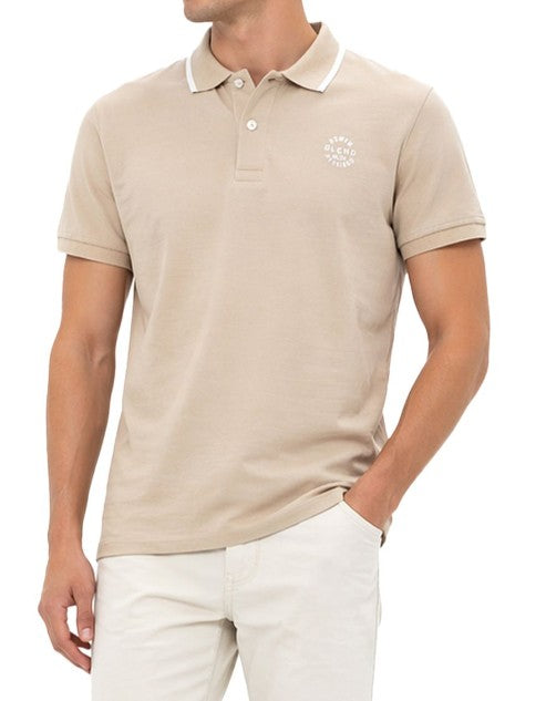 Classic BLEND Men's Polo Shirt Cotton Shirt Beige